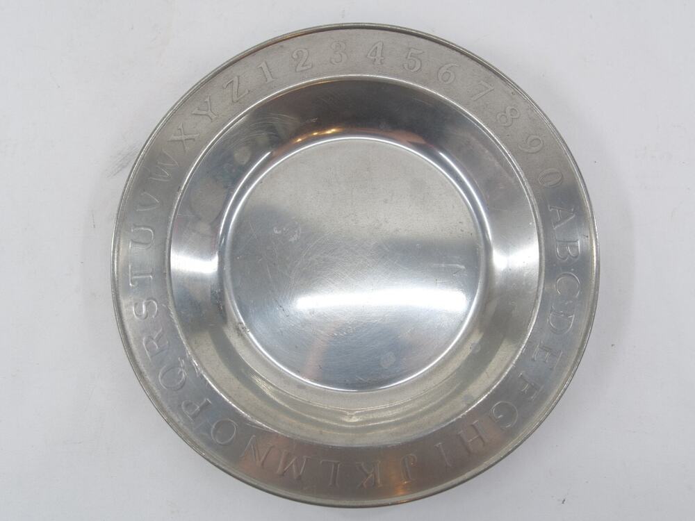Woodbury Pewter Child's ABC Plate Satin Finish 7 1/4" Diameter VGC